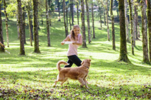 girl with dog