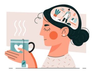 woman with tea illustration