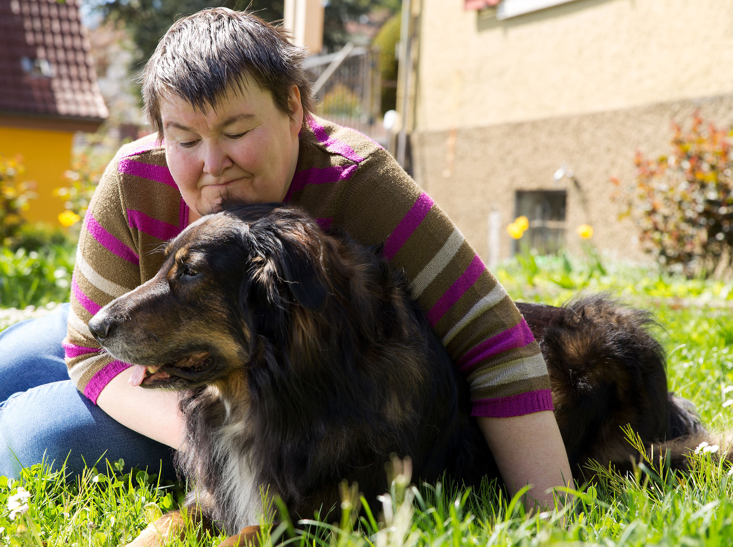 Woman with pet dog