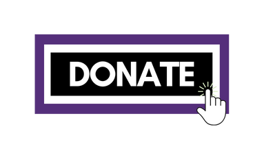 Image of Donation Button, black rectangle with purple outline.