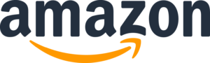 Amazon Logo - all lowercase letters in navy blue with a gold arrow beneath, in the shape of a smile