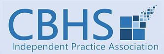 CBHS Logo: Blue letters with 4 smaller squares creating one larger square, breaking off into many smaller squares. CBHS Independent Practice Association