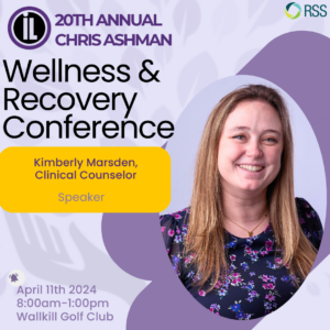 Photo shared by Independent Living, Inc. on April 04, 2024 tagging @marist, and @townofwallkillgolfclub. 20TH ANNUAL CHRIS ASHMAN Wellness & Recovery Conference Kimberly Marsden, Clinical Counselor Speaker April 11th 2024 8:00am-1:00pm Wallkill Golf Club'. Photo of Kimberly wearing a floral shirt smiling.