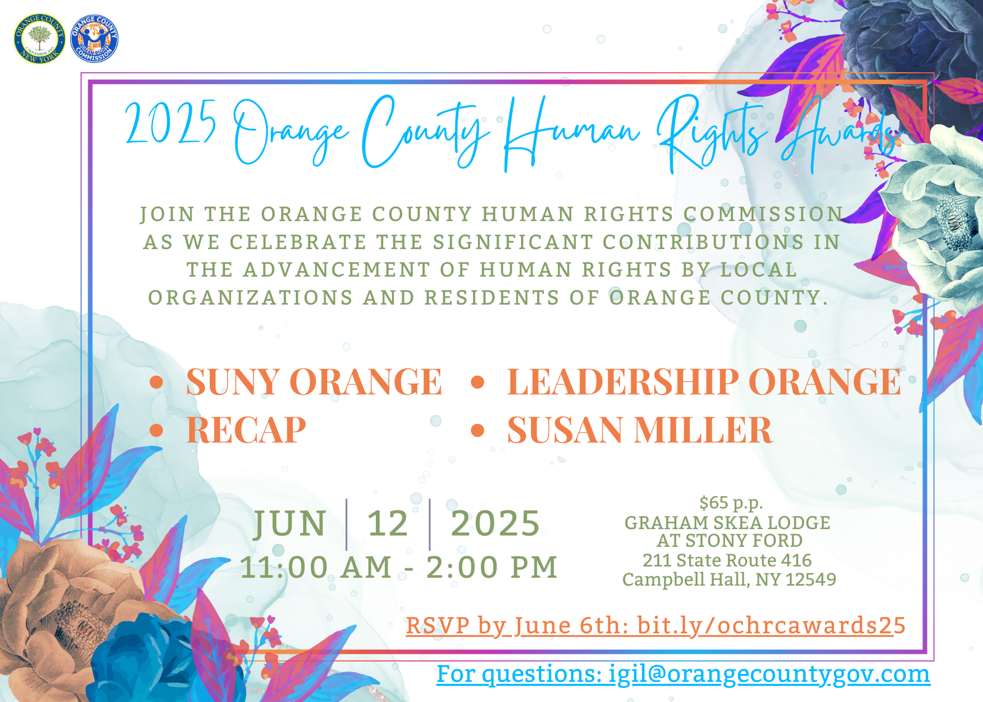 OCHR 2025 Awards Invite Invitation to the Orange County Human Rights Award Ceremony
